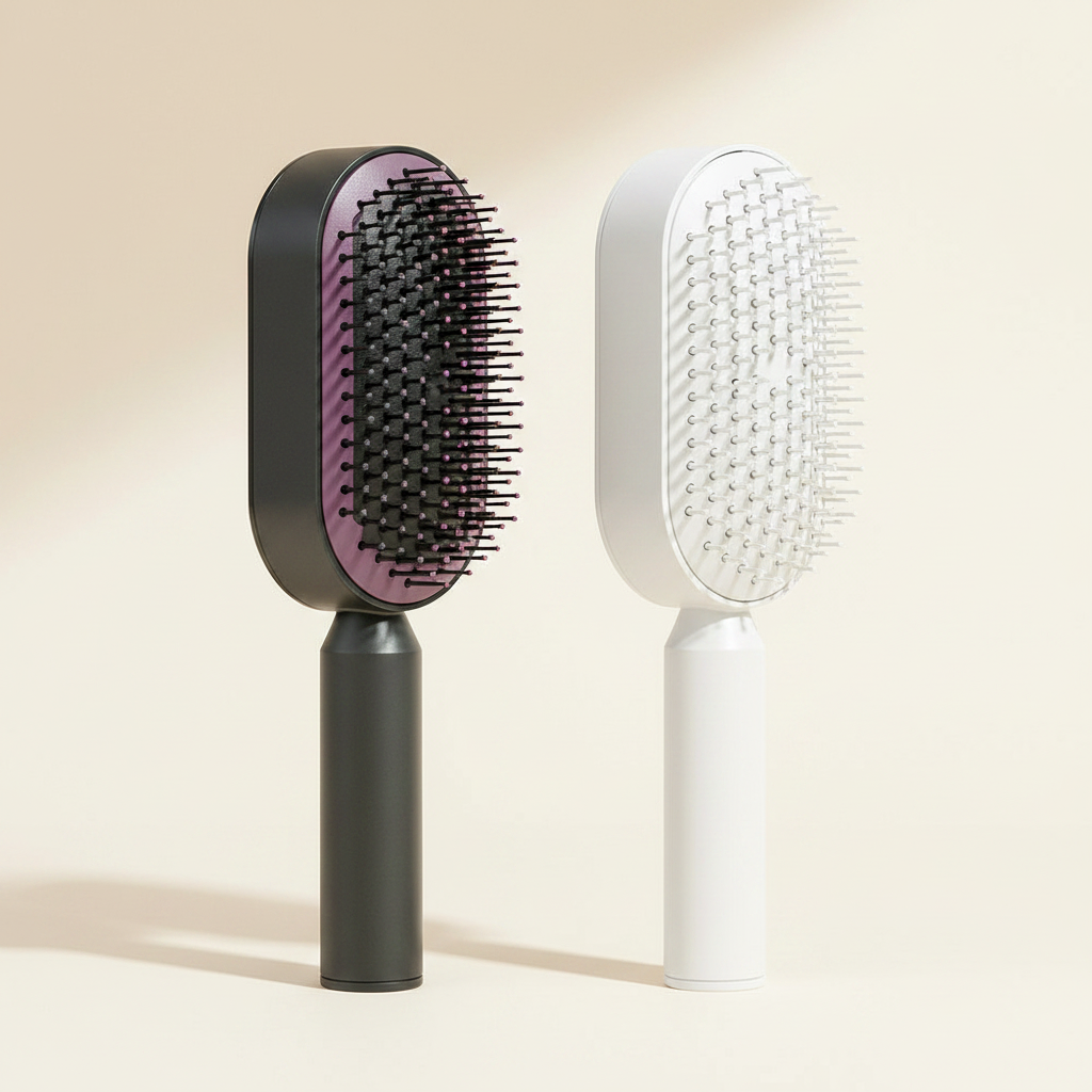 Deux brosses mauve/noir et blanche